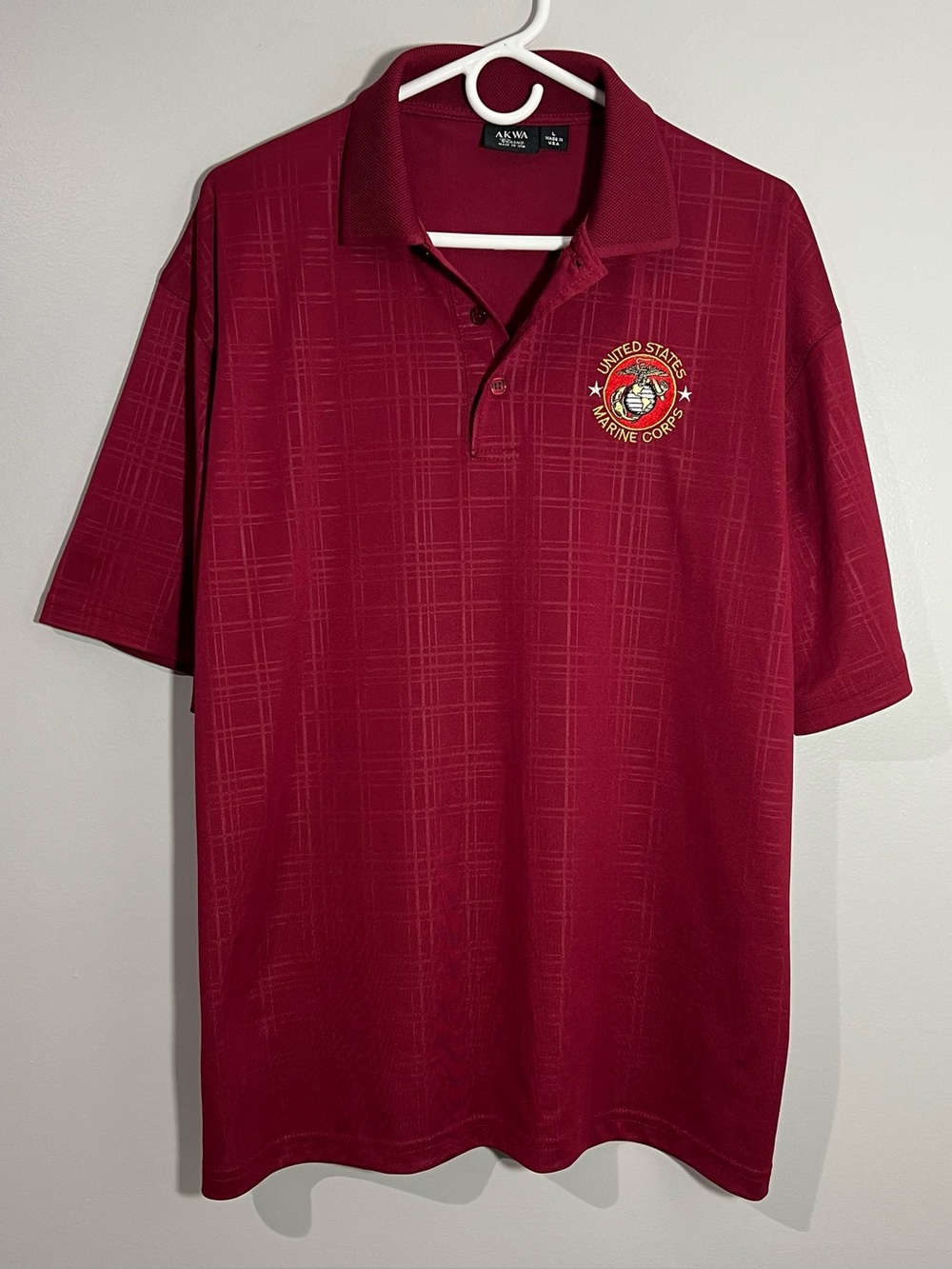 AKWA United States Marine Corps USMC Red Short Sleeve Polo Shirt Mens Large
